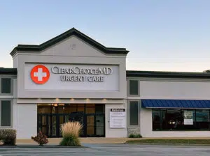 The exterior of a ClearChoiceMD Urgent Care facility in Belmont.