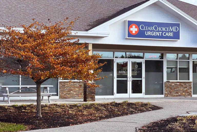 The exterior of a ClearChoiceMD Urgent Care facility in Scarborough.